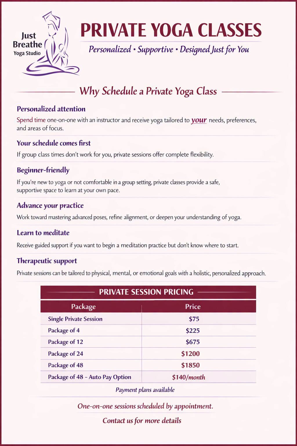 Private Yoga Flyer